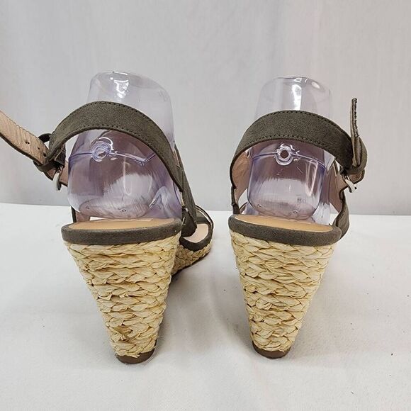 Dolce Vita Size 11 Wedge Heel Sandal Olive Faux Nubuck Suede - Picture 5 of 11